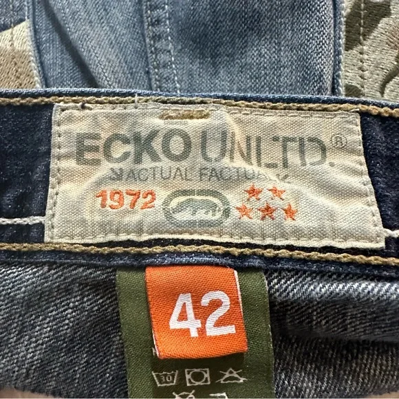 Ecko Unlimited Green Camouflage Jean Y2K Shorts